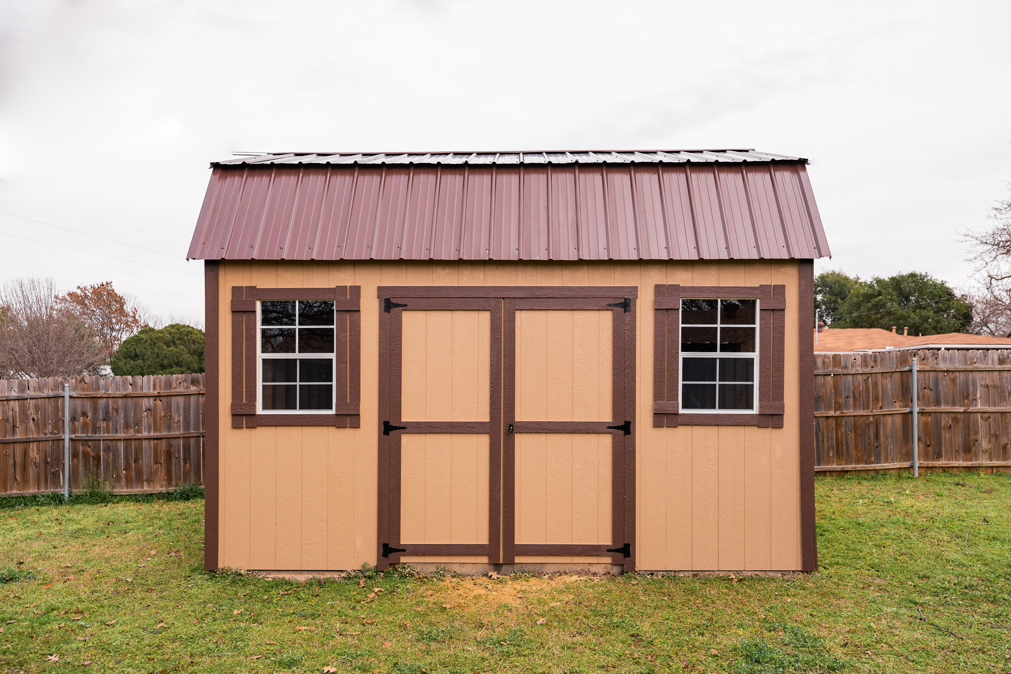 storage shed built on a concrete slab