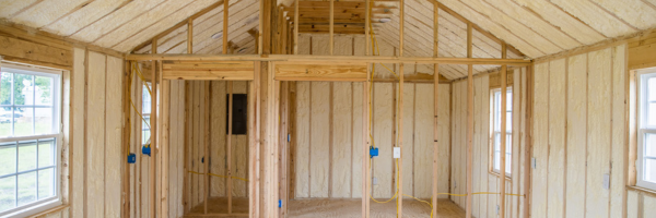 interior of cabin shell with electrical and insulation
