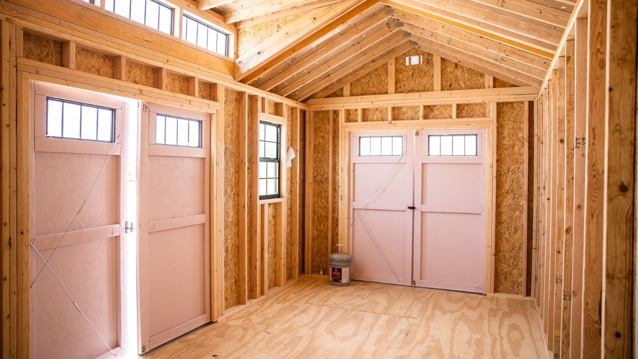 interior of a portable storage shed